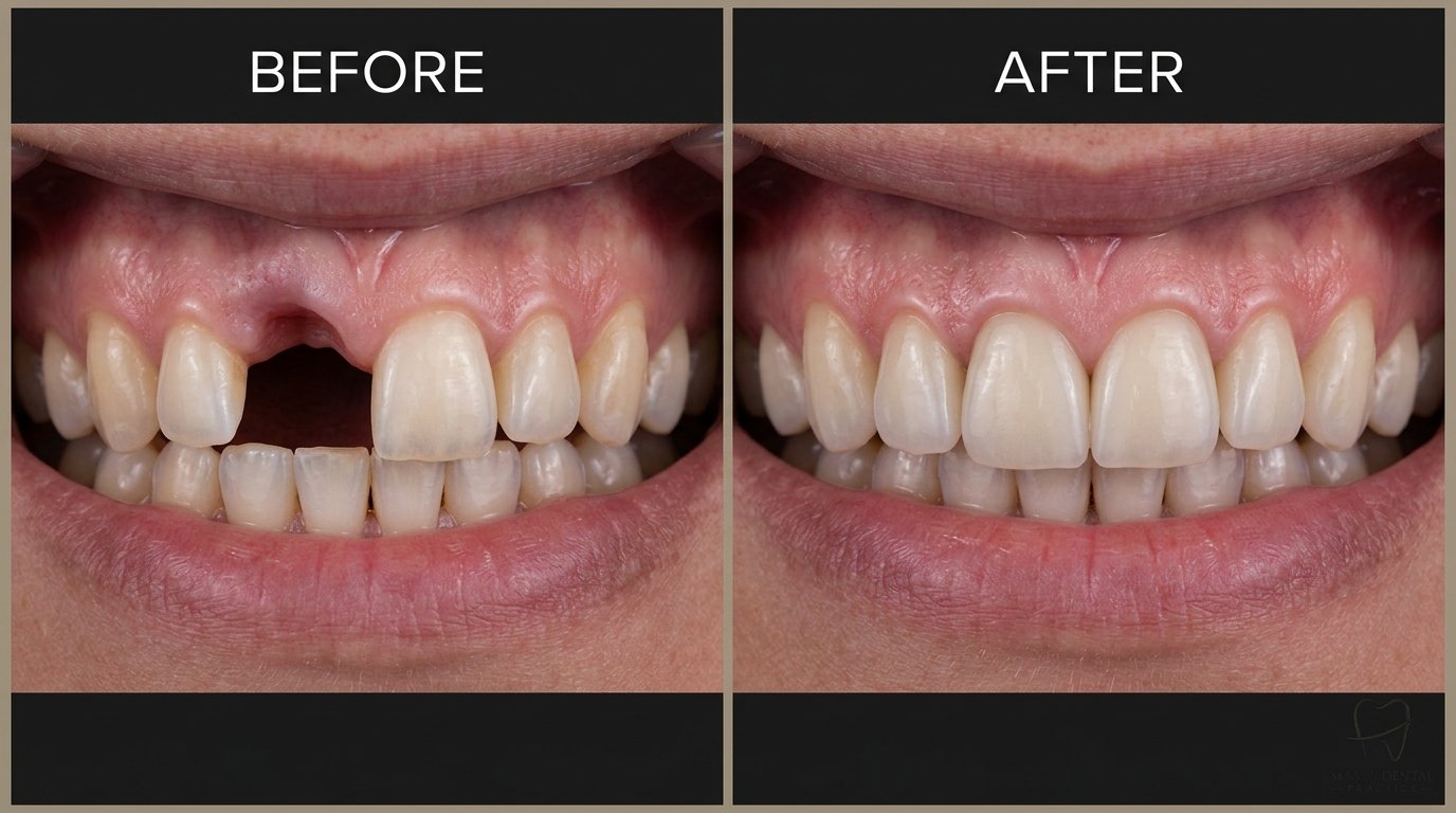 Permanent Dental Implant Front Tooth Restoration
